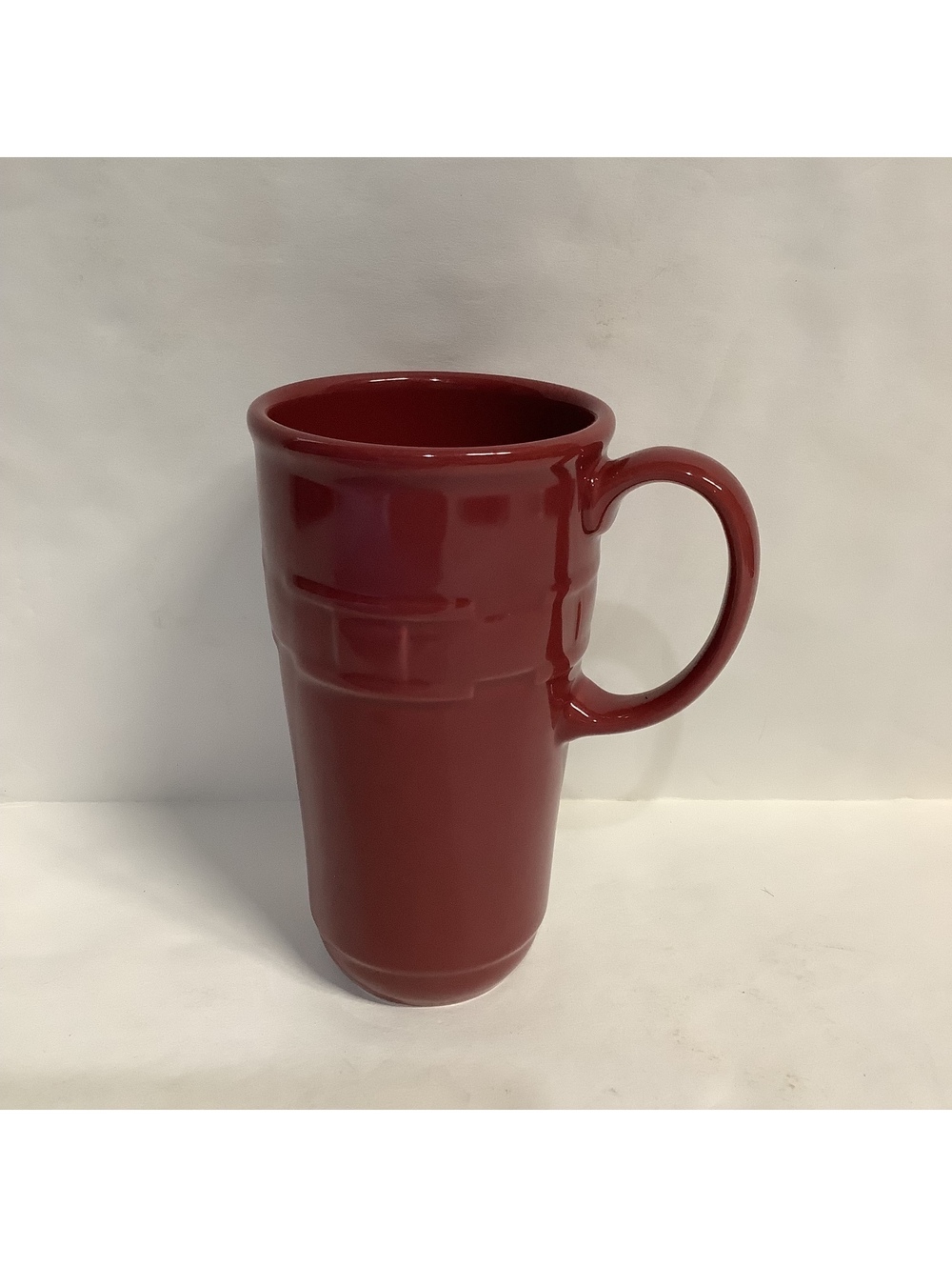 Longaberger Vitrified Pottery Tall Coffee Mug in Burgundy Red
